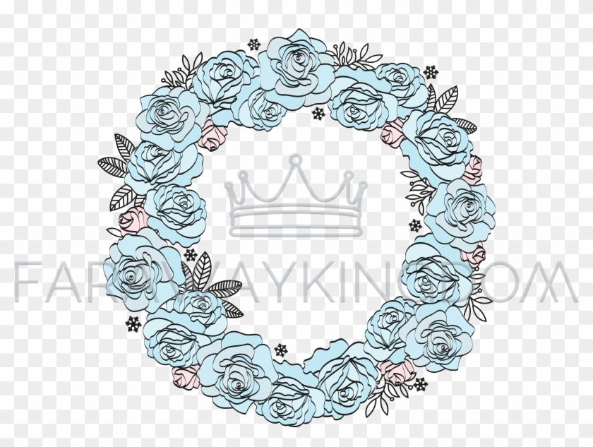 Blue Roses Wedding Flower Wreath Vector Illustration - Illustration Clipart