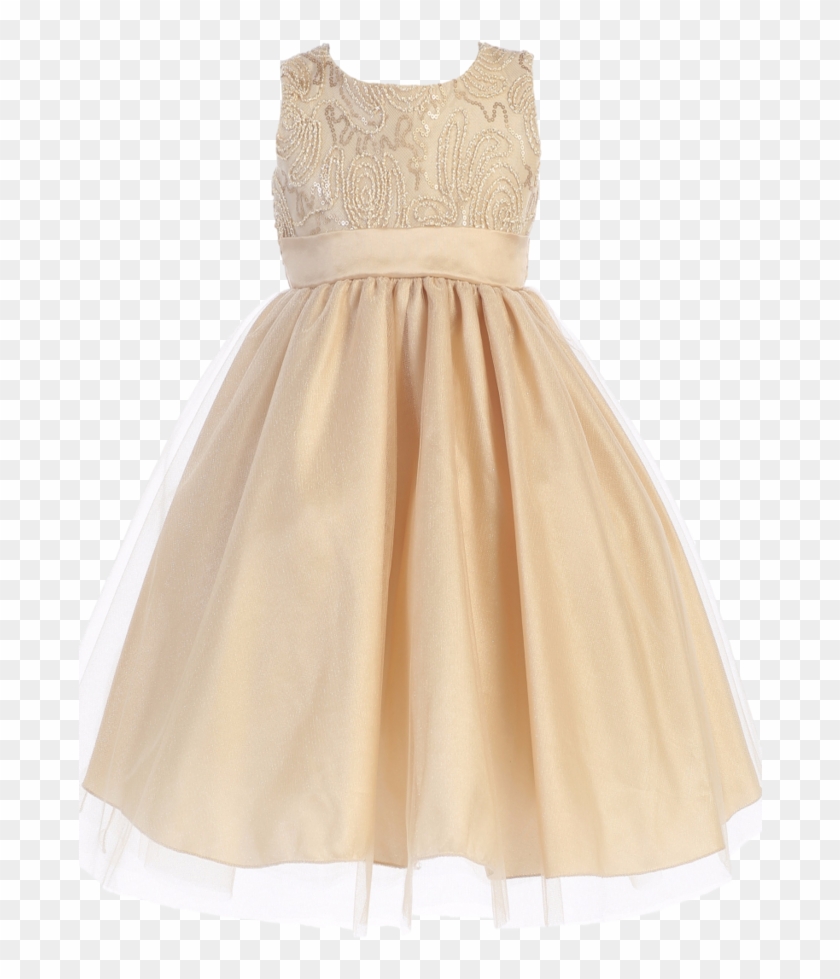 Gold Tulle Overlay Girls Holiday Dress With Sleeveless Clipart #2100085