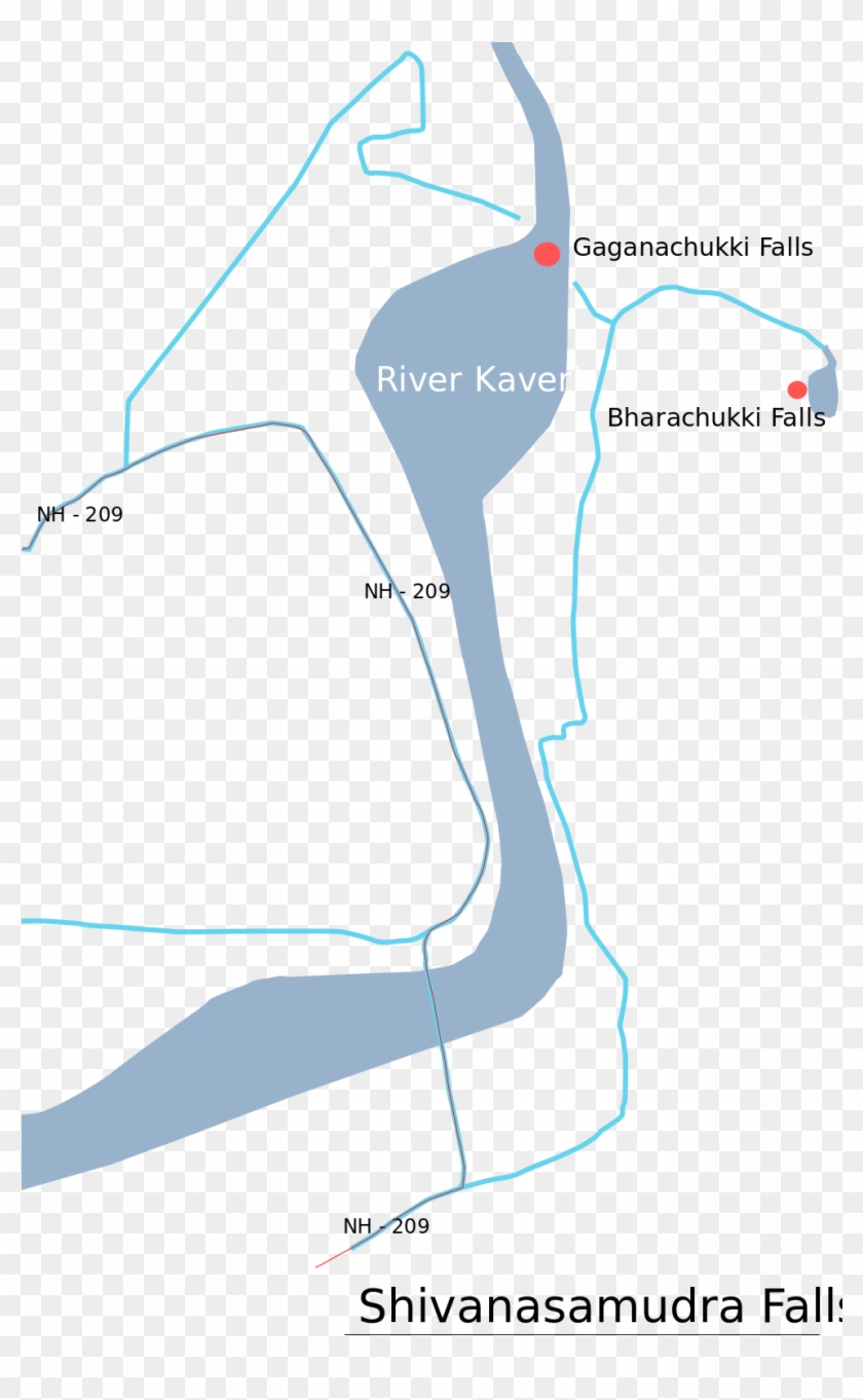 Sivanasamudra Water Falls En - Map Clipart #2100280