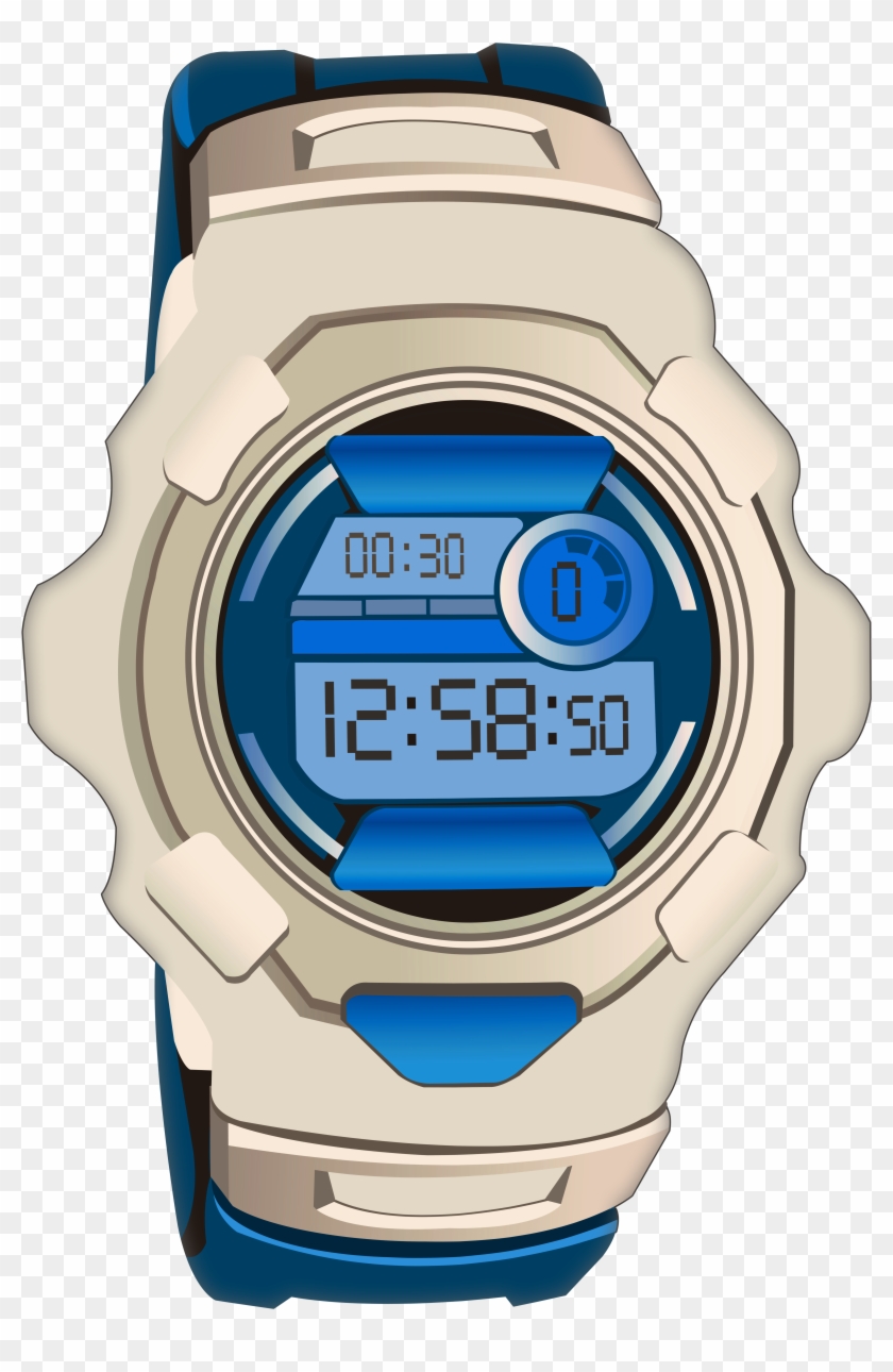 Blue Sport Digital Watch Png Clip Art - Watch Png Clipart Transparent Png #2100282