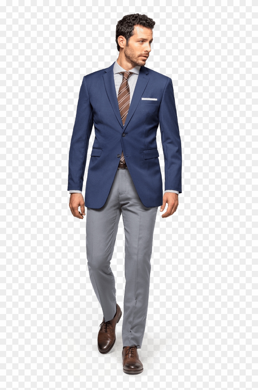 Custom Jacket - Grey Pants Navy Blue Blazer Clipart #2100639