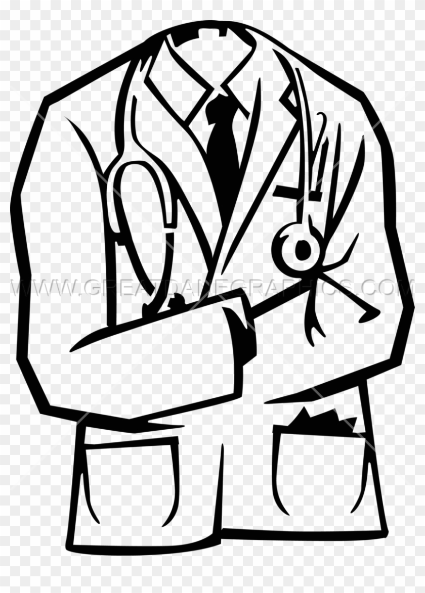 Doctors Coat - Doctor Coat Clipart Black And White - Png Download #2100725
