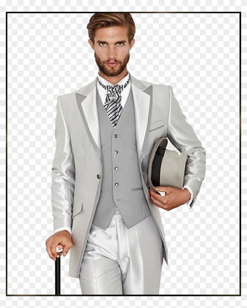 Men White Sequin Suit Clipart #2100774
