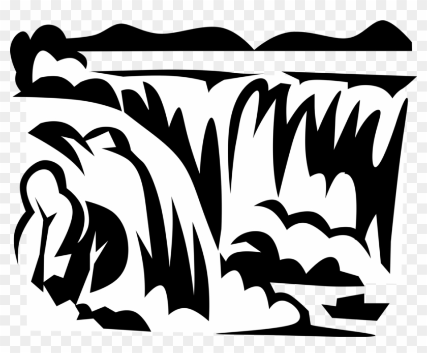 Vector Illustration Of Niagara Falls Waterfalls Straddle - Niagara Falls Vector Clipart #2100989