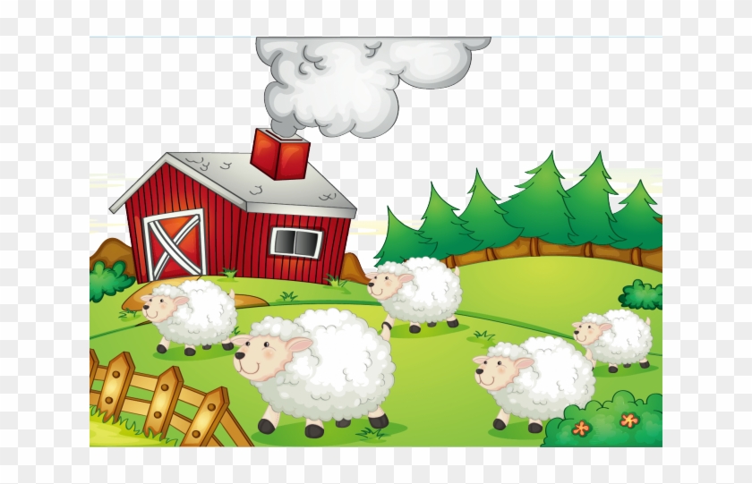 Ranch Clipart Indian Farm - Sheep In A Farm Clipart - Png Download