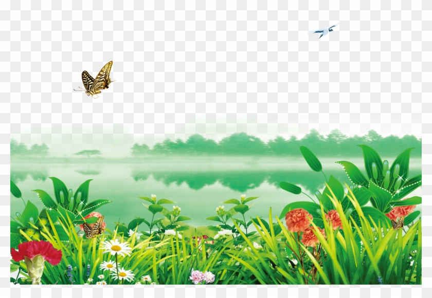 Clip Art Png For Free - Green Grass With Flower Background Png Transparent Png #2103333