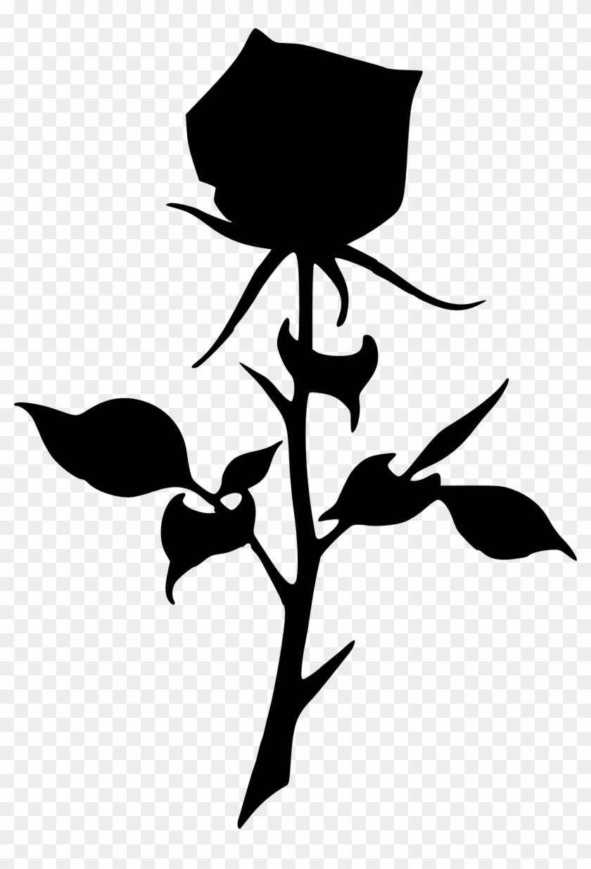 Png File Size - Black And White Rose Clipart Silhouette Transparent Png