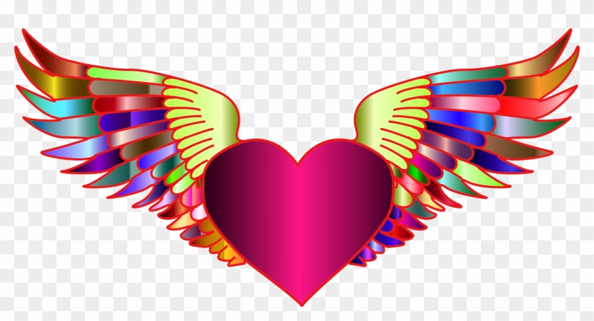 Prismatic Flying Heart 2 Picture Royalty Free Download - Flying Heart Clipart Png Transparent Png #2104364