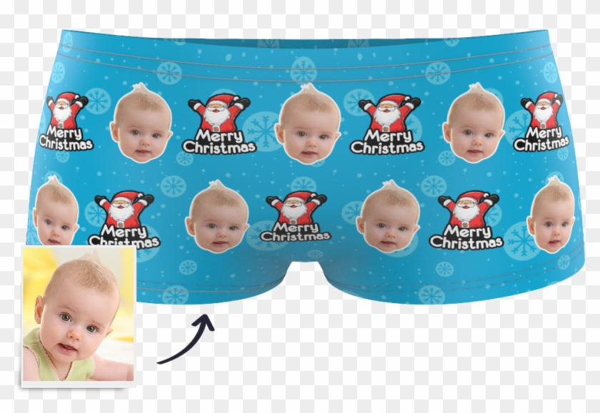 Custom Kids Christmas Santa Claus Face Boxer - Santa Claus Clipart #2106295