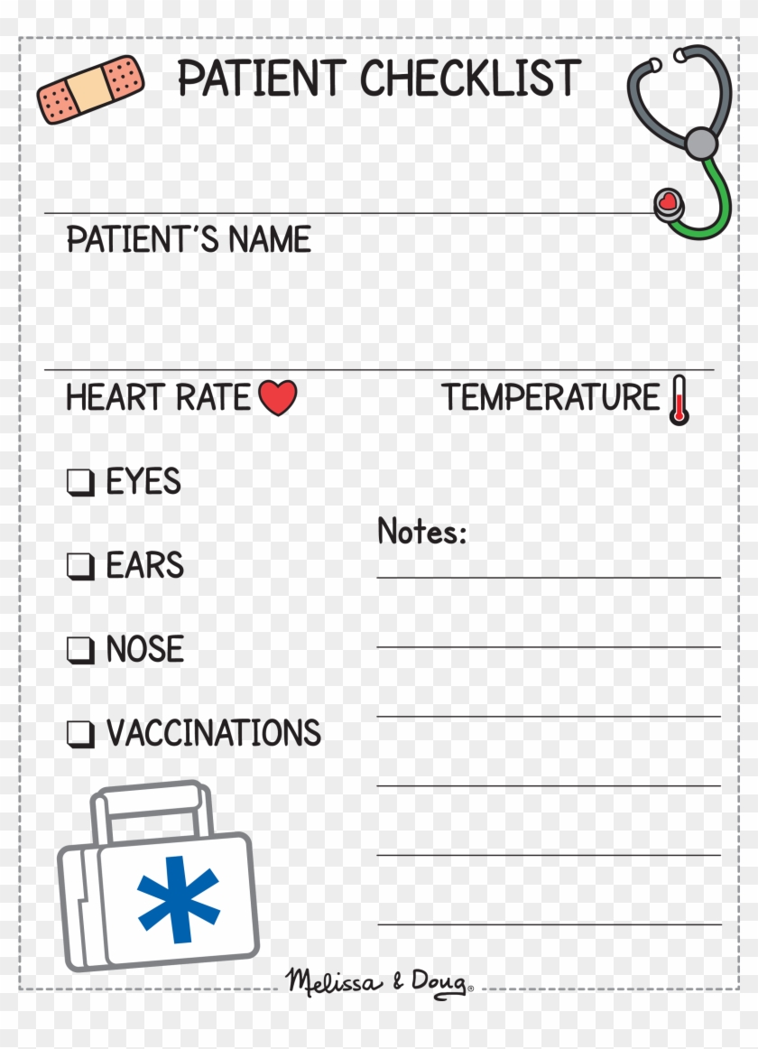 Patient Checklist For Kids *free Printable - Doctors Checklist Clipart