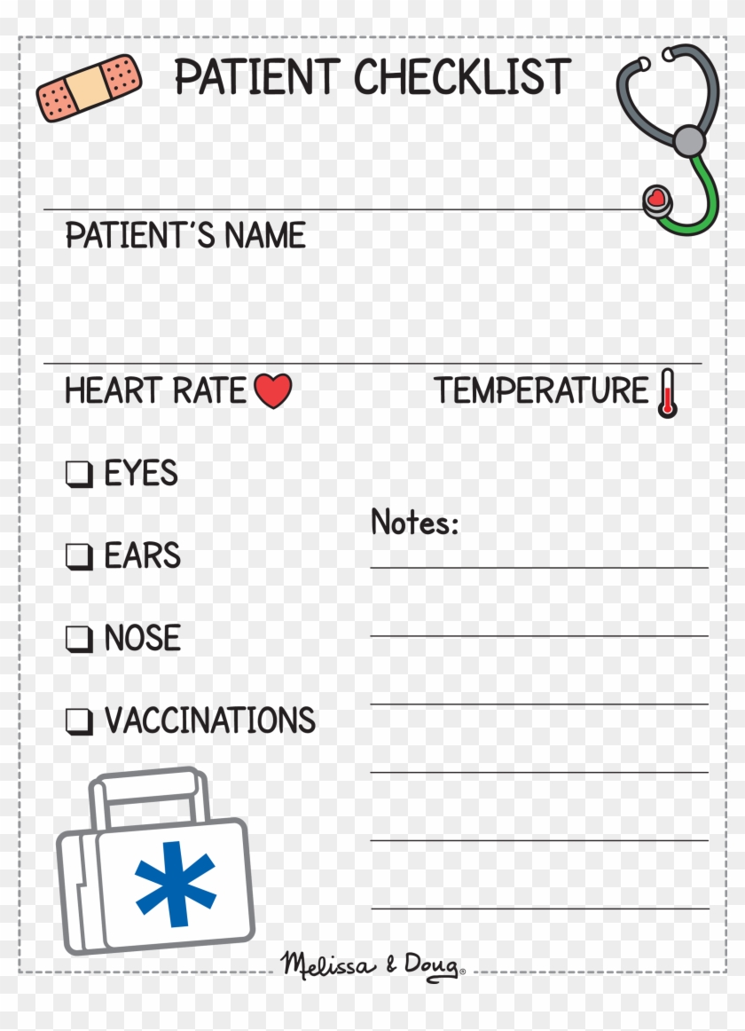 Patient Checklist For Kids *free Printable - Doctors Checklist Clipart #2106824