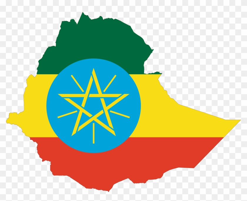 Ethiopian Map With The Flag Clipart