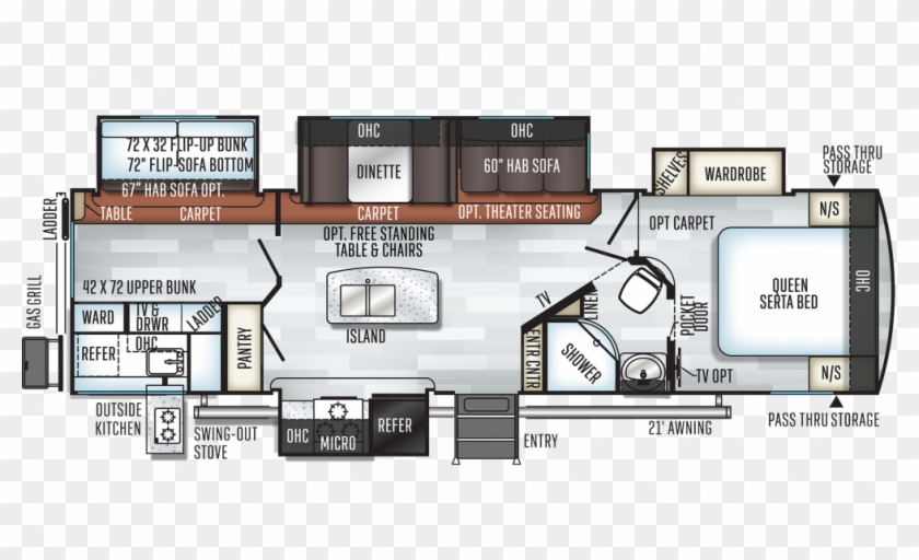 2019 Rockwood Signature Ultra Lite 8327ss Floor Plan - Floor Plan Clipart #2108463