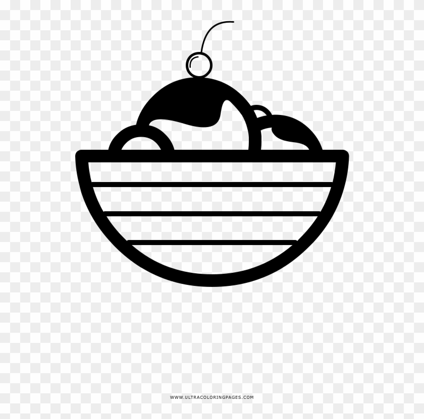 Ice Cream Bowl Coloring Page Clipart #2108789