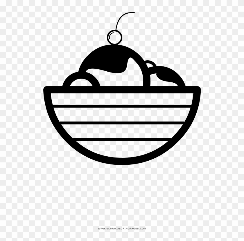 Ice Cream Bowl Coloring Page Clipart