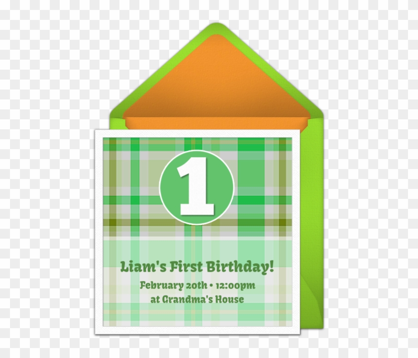 1st Birthday Plaid Online Invitation - House Clipart