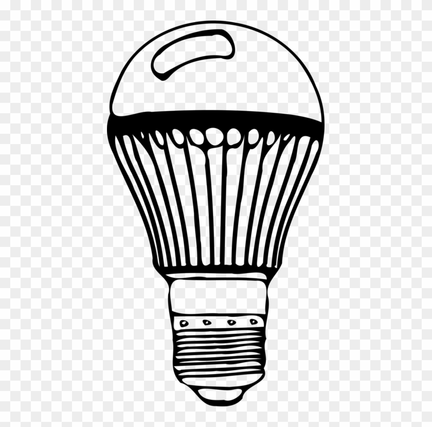 Incandescent Light Bulb Led Lamp Light-emitting Diode - Sketch Of Led Bulb Clipart #2113312