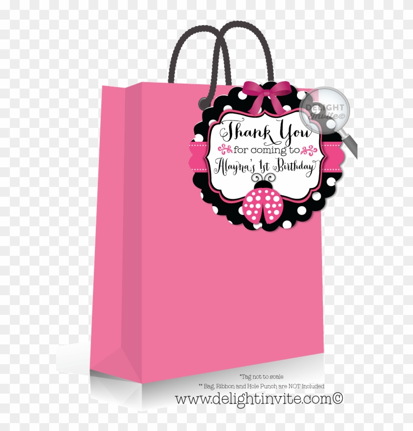 Ladybug 1st Birthday Favor Tag [di-296ft] - Thank You Tag On Bag Clipart