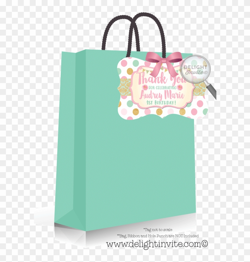 Mint, Gold, And Pink 1st Birthday Birthday Favor Tags - Superhero Party Favor Tags Clipart