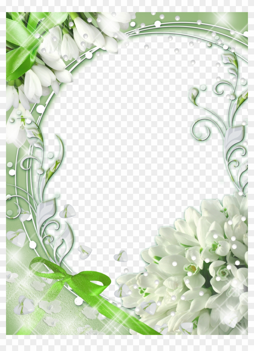 Green-png Photo Frame With Snowdrops - Snowdrops Photo Frame Clipart
