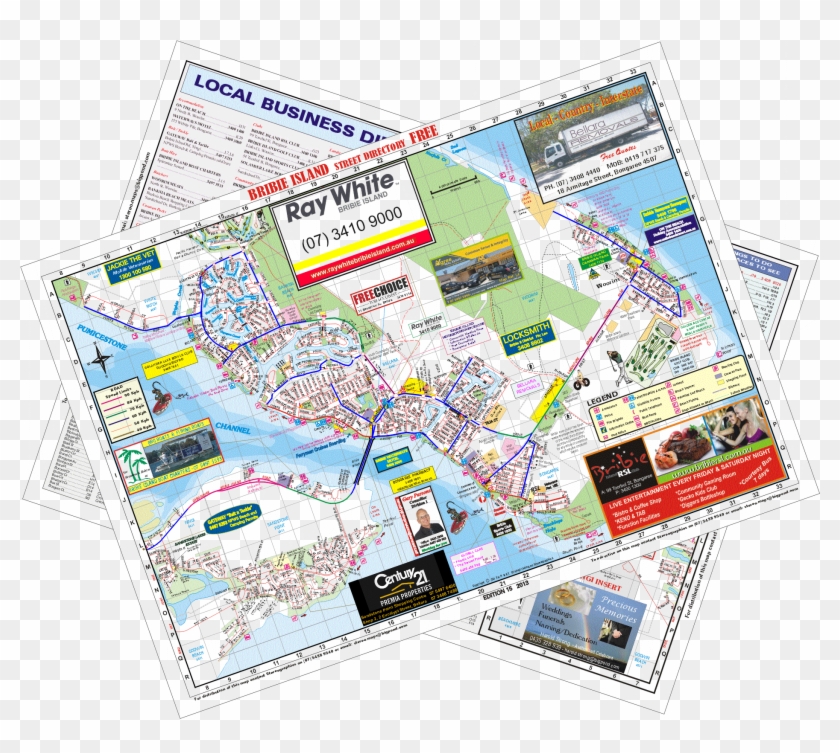 Bribie Island Tourist Map Complete With Street Index - Tourist Map Png Clipart #2114900