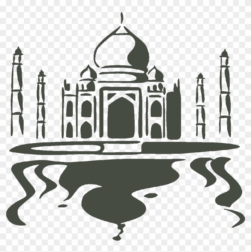 Taj Mahal Black And White Clipart #2115867