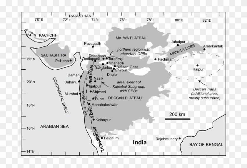 Map Of India And The Deccan Traps - Map Clipart