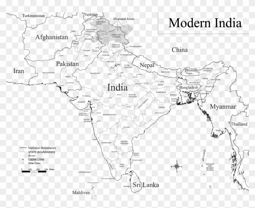 Modern India - Boundary Lines Of India Clipart