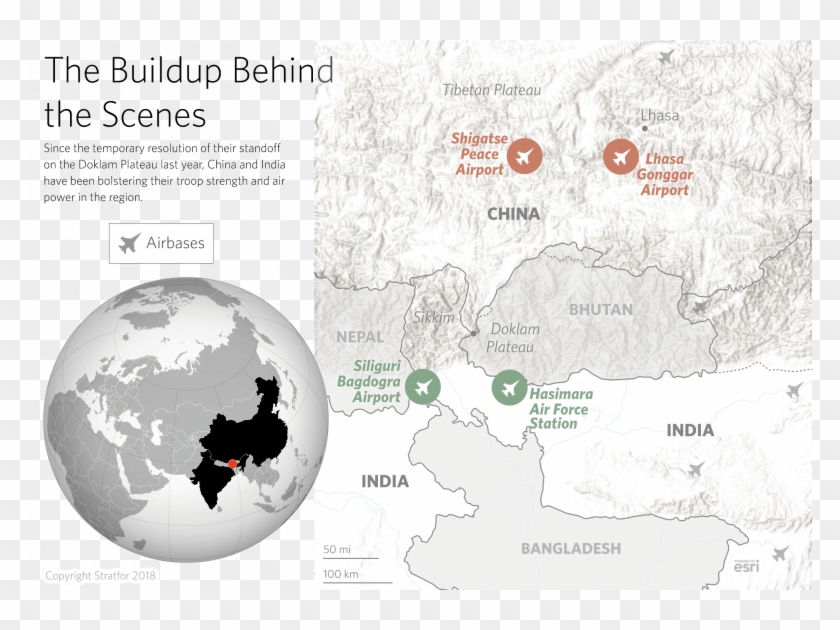 China, India And The Doklam Plateau - Watercolor World Map 1 Clipart #2117073