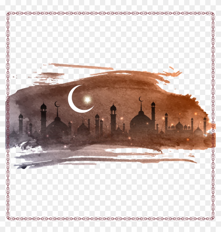 Ramadan Kareem Greeting Card Design Free Vector - Elegant Design Eid Mubarak Clipart