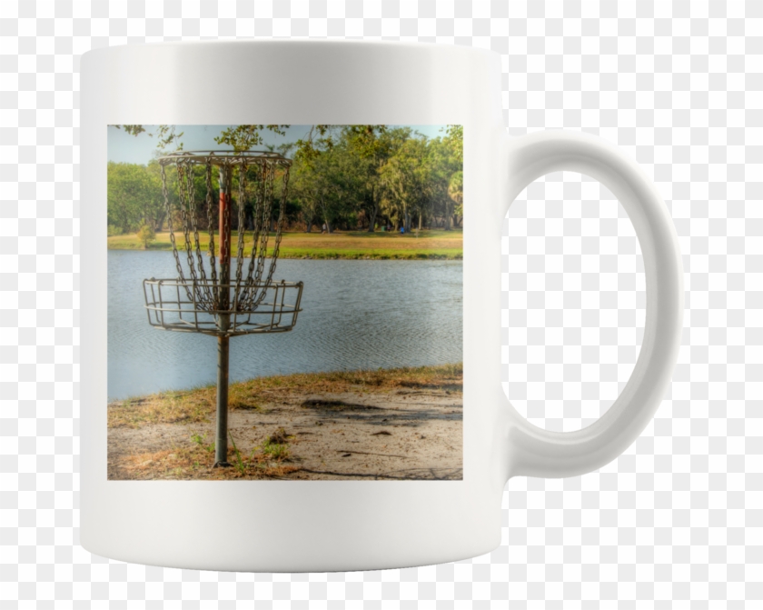 Disc Golf Basket With Lake View Clipart #2118733