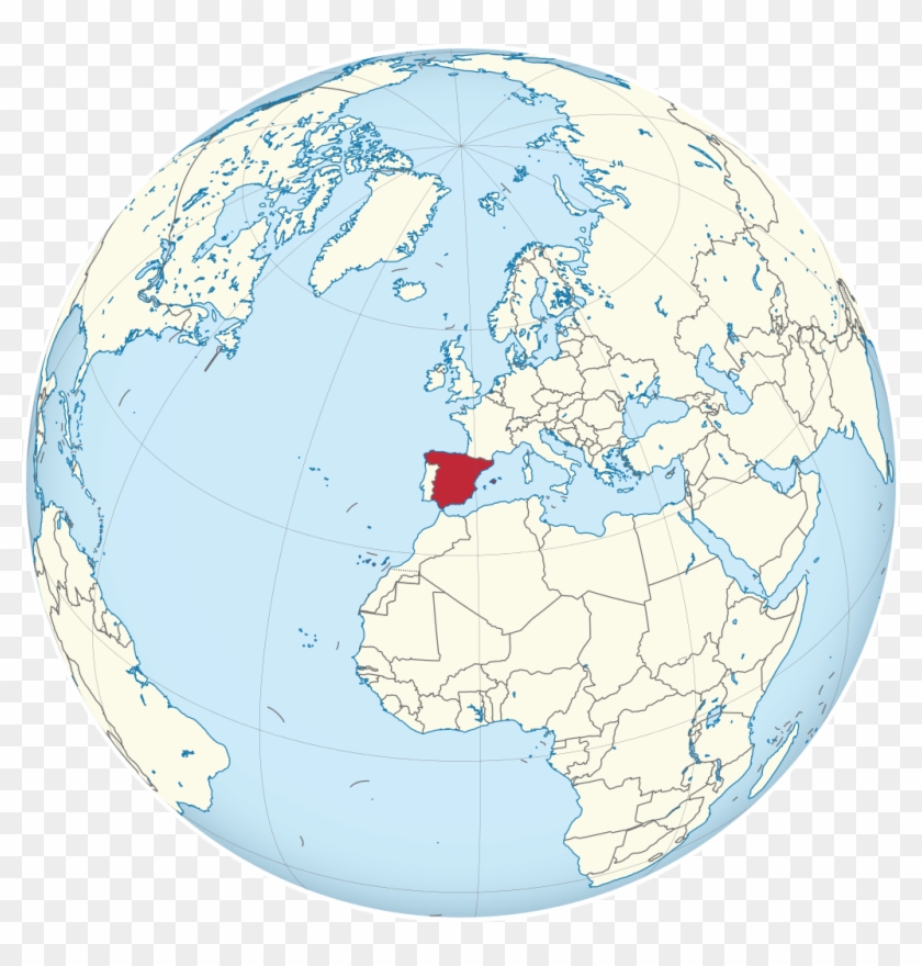 Spain On The Globe - Spain Location On Globe Clipart #2119401