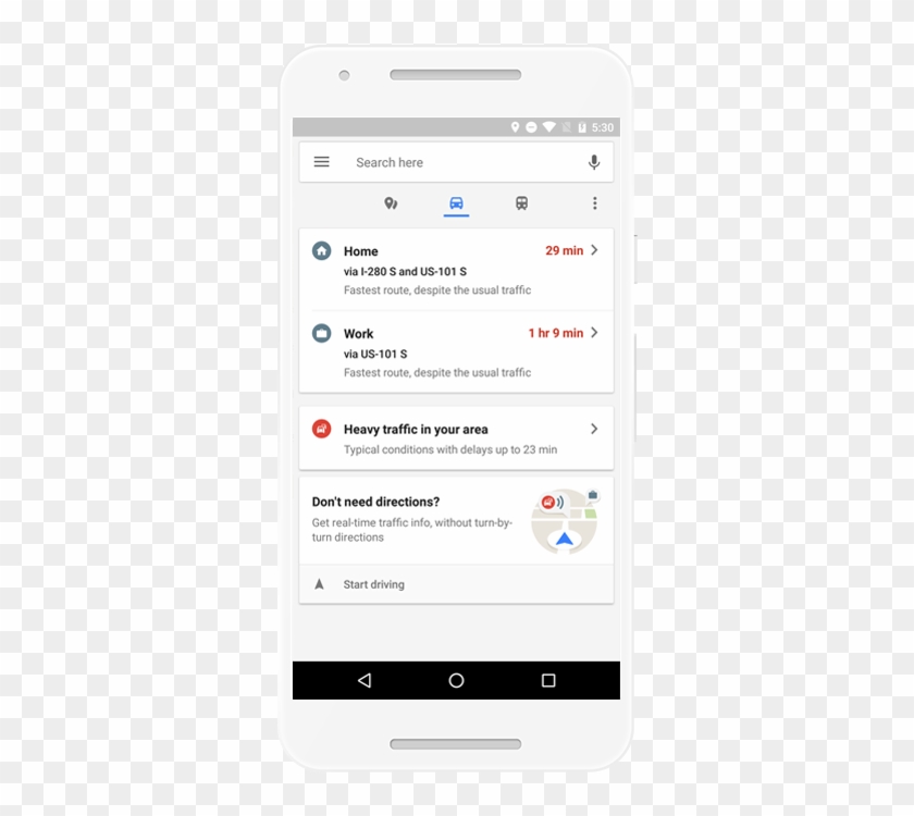 Google Maps Makes The Bottom Bar For Exploring Places, - Mobile Android Phone White Png Clipart