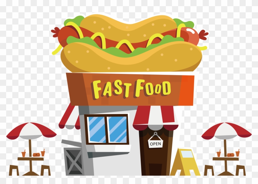 Hot Dog Fast Food Restaurant Buffet - Fast Food Restaurant Cartoon Png Clipart