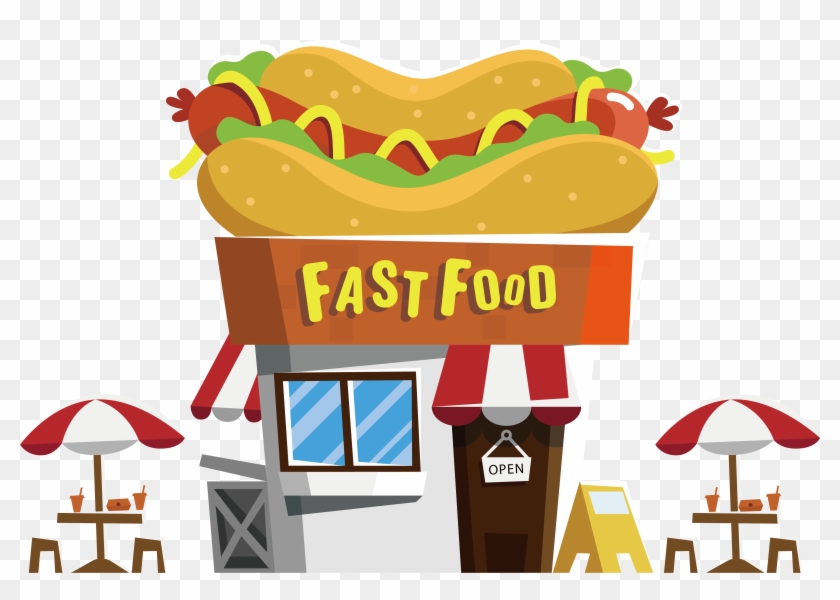 Hot Dog Fast Food Restaurant Buffet - Fast Food Restaurant Cartoon Png Clipart #2121160