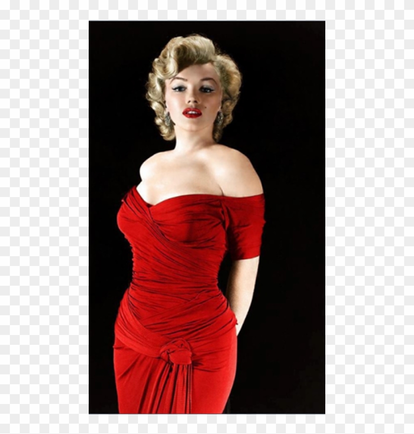 Marilyn Monroe Red Off The Shoulder Chiffon Red Carpet - Elizabeth Taylor Red Dress Clipart #2122505