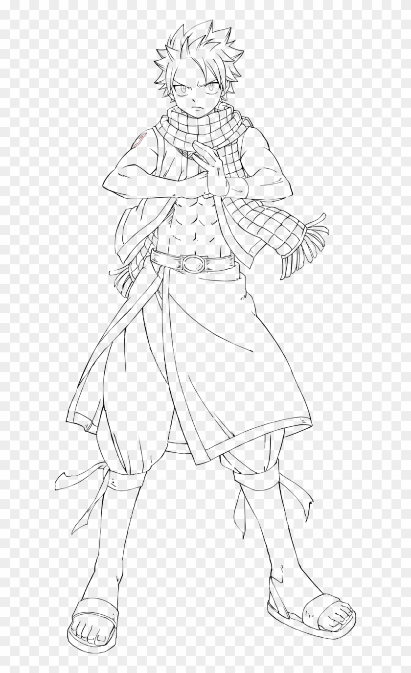 Lineart Natsu - Natsu Full Body Drawing Clipart