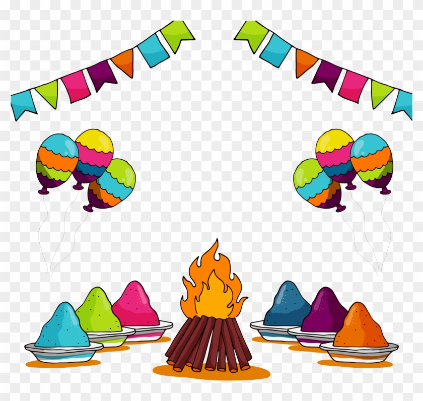 Illustration Of Set Of Holi Element With Colors - Holi Festival Clipart