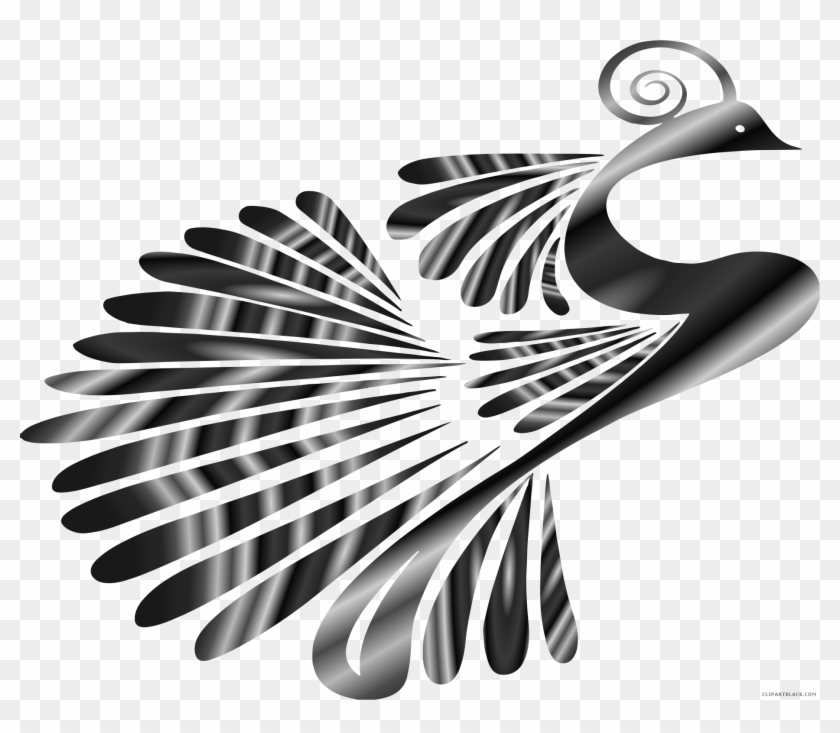 Clip Art Royalty Free Stock Grayscale Clipartblack - Black And White Designed Peacock - Png Download