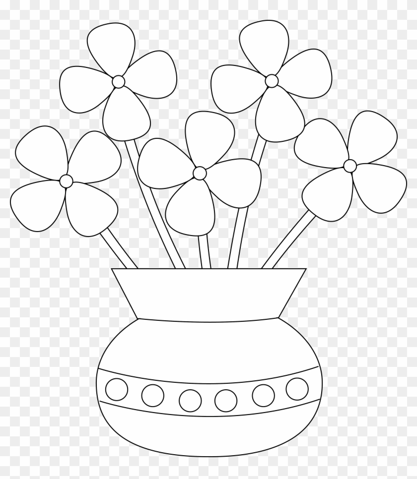 28 Collection Of Flower Vase Drawing Step By Step - Simple Flower Vase Drawing Clipart