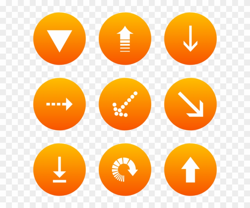 Classic Arrows Icon In Style Flat Circle White On Orange - Circle Clipart #2128777