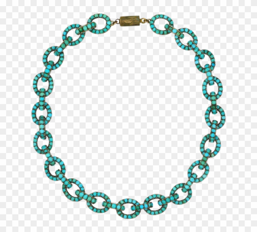 Victorian Turquoise Pavé Chain Link Necklace Clipart