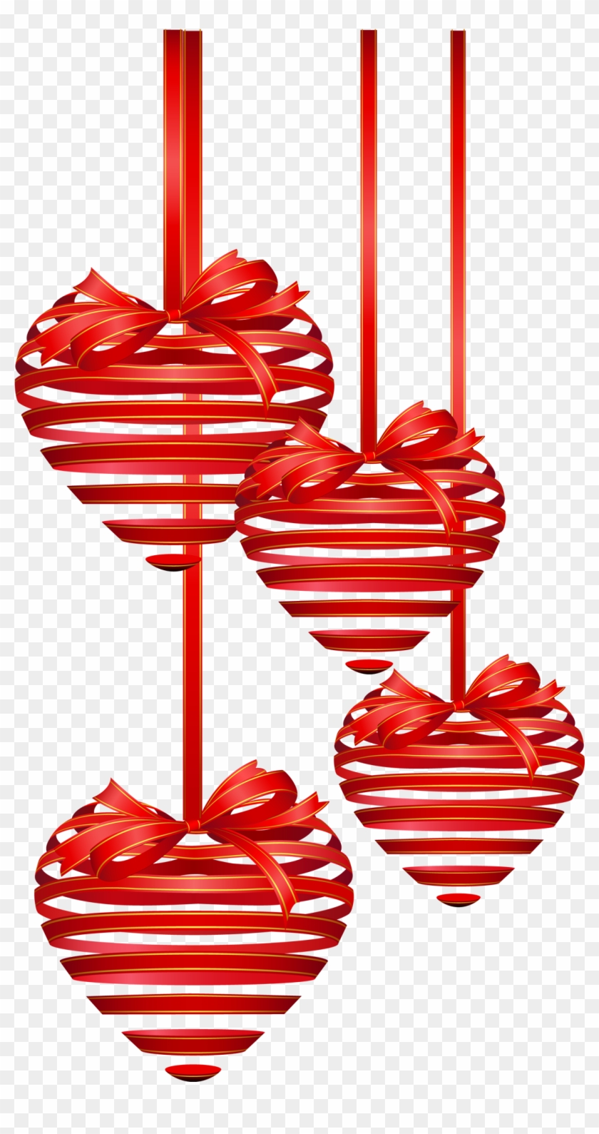 Red Hearts Ornaments Png Clipart Picture Transparent Png