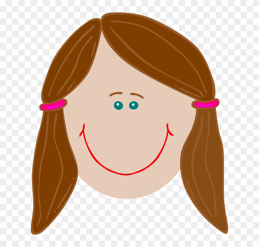 Brunette Clipart Smiley Face Girl - Niña Animados Caras - Png Download