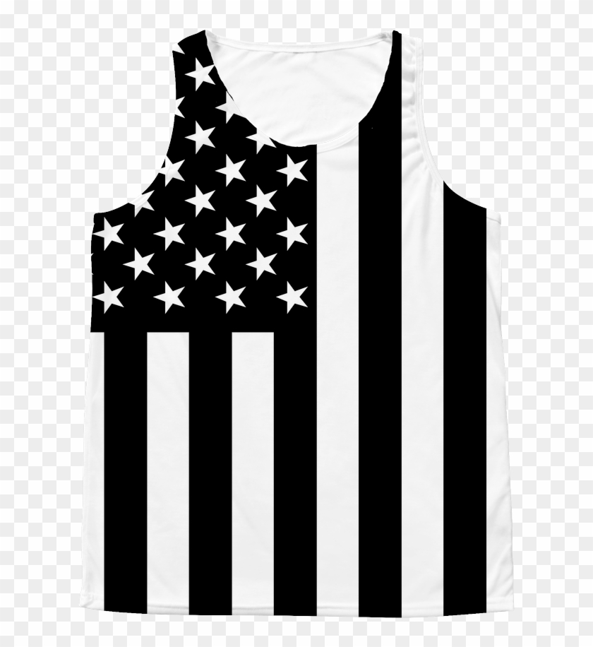 Black And White American Flag All Over Tank Top - Active Tank Clipart