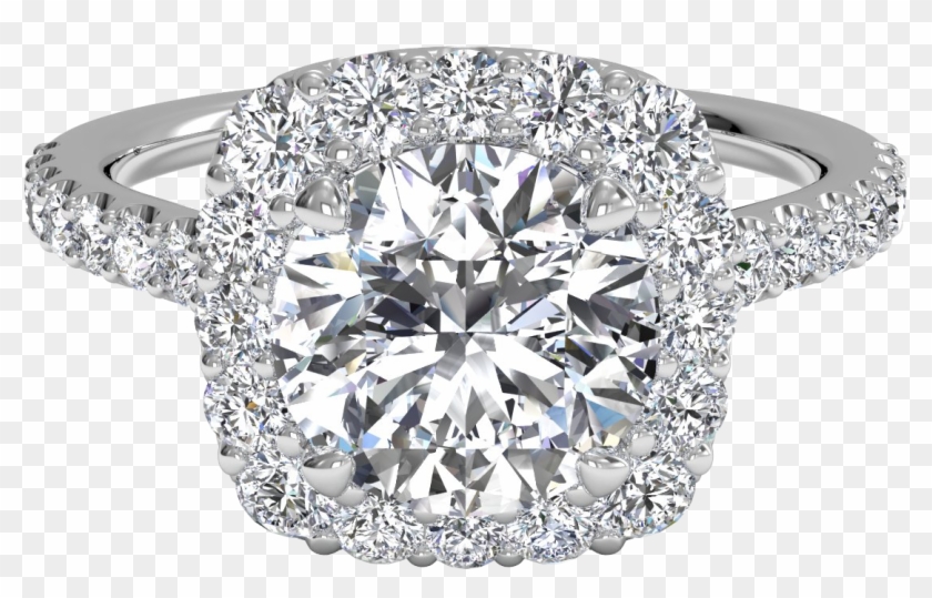 French-set Halo Diamond Band Engagement Ring Clipart #2137078