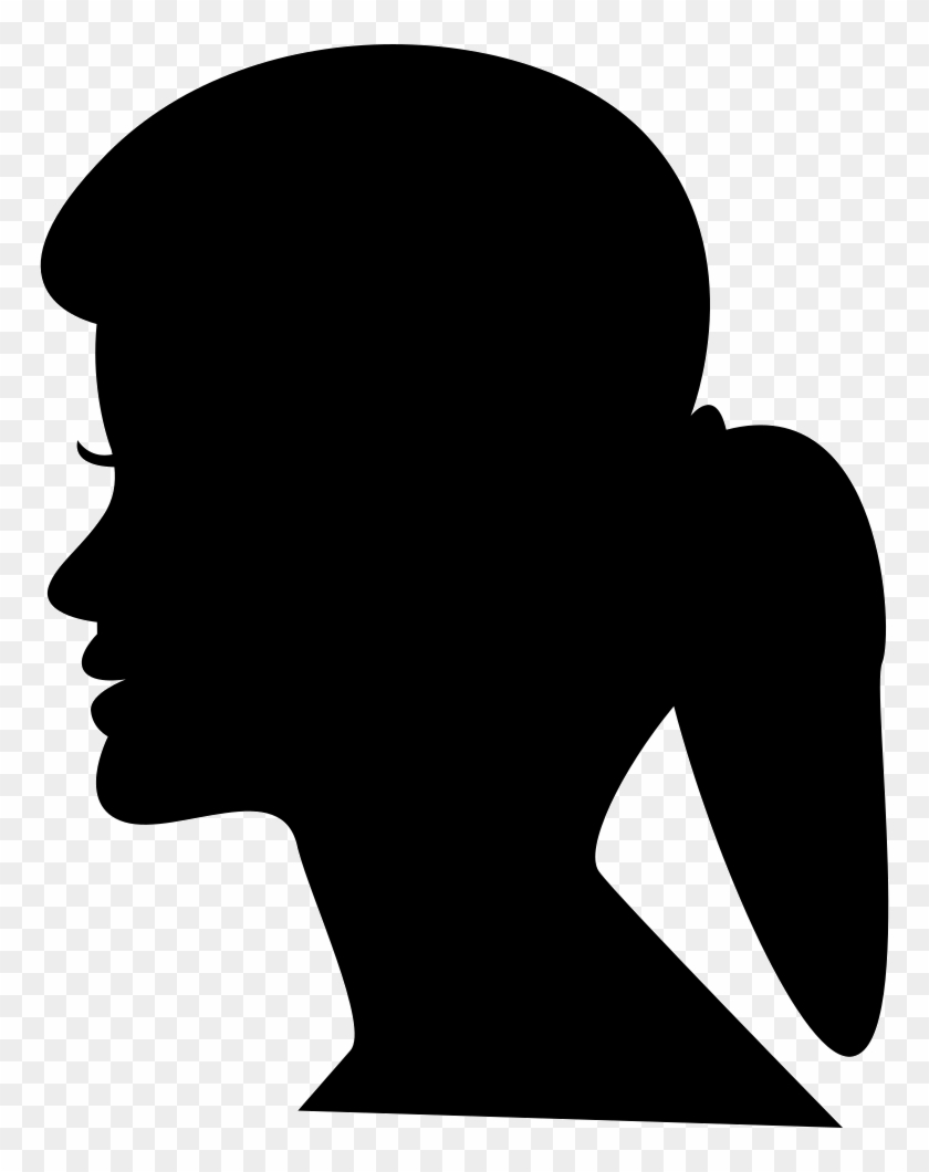 Female Head Silhouette With Ponytail Comments - Side View Face Silhouette Clipart #2137816