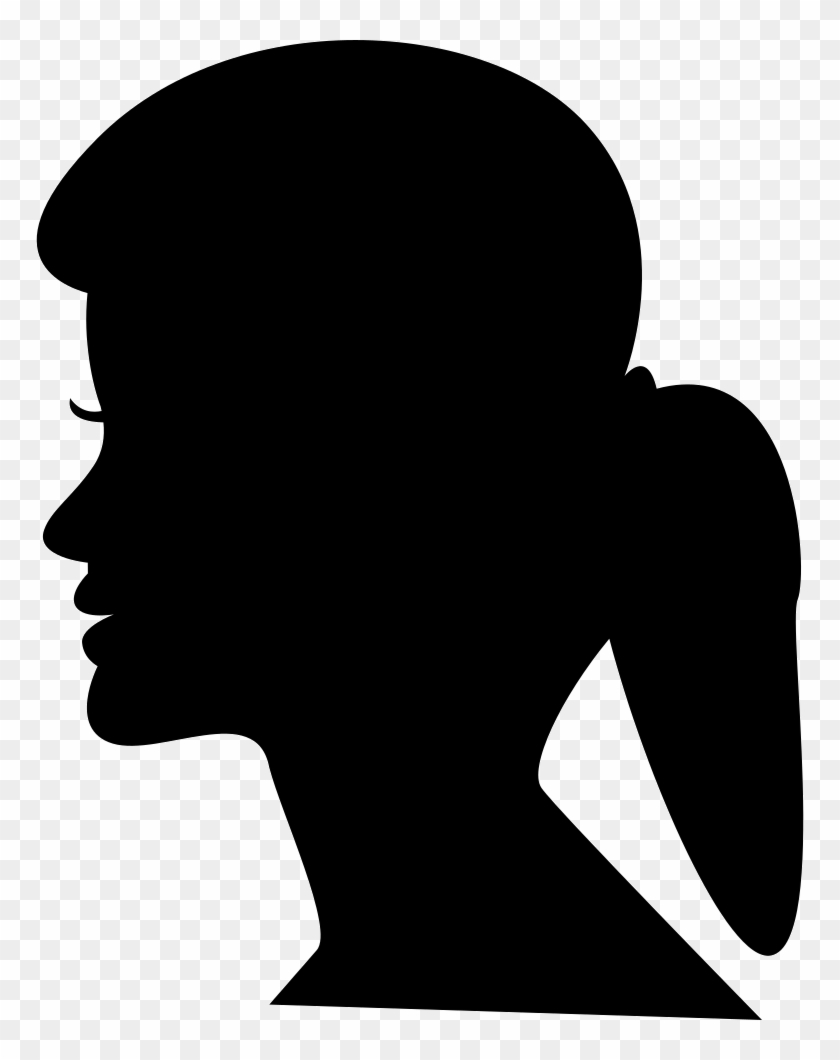Female Head Silhouette With Ponytail Comments - Side View Face Silhouette Clipart