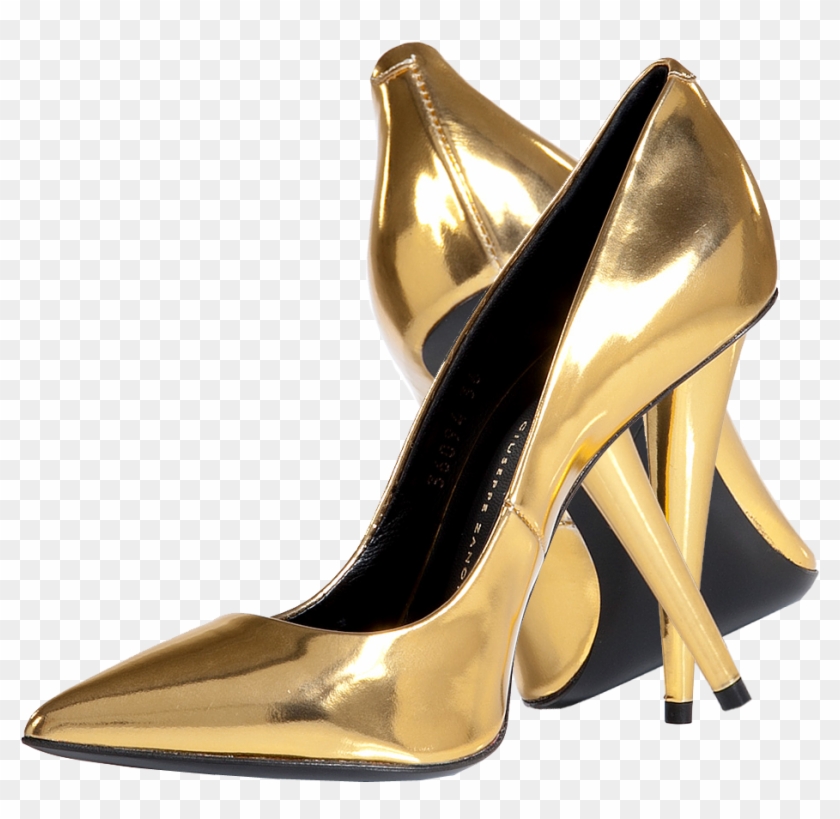 Court Shoe High Heeled - Gold High Heels Png Clipart