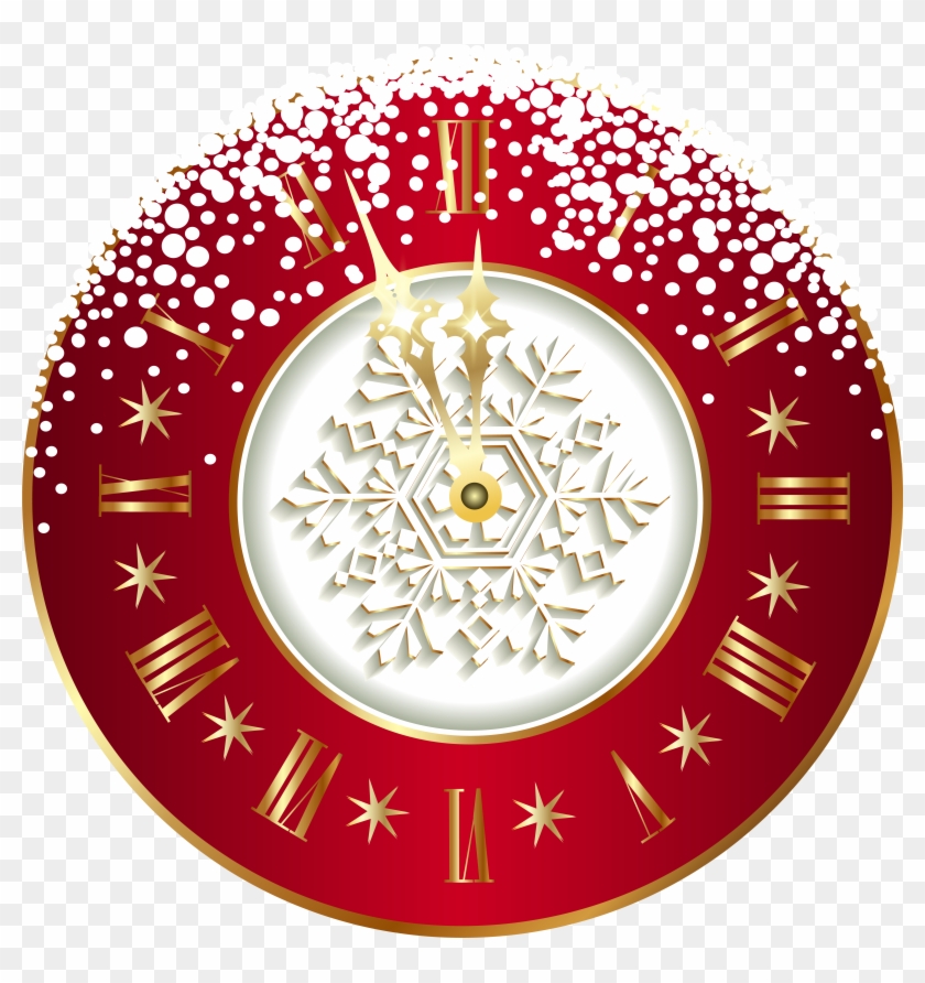 Red New Year Clock Png Clipart Image Transparent Png